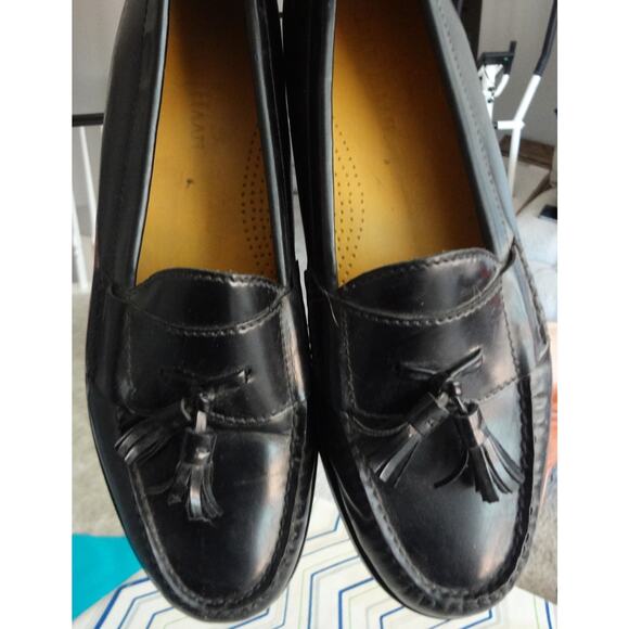 Vintage 80s 90s Cole Haan Tassel Loafers Black Leather Mens 11 D Dress Shoes Moc main image 5